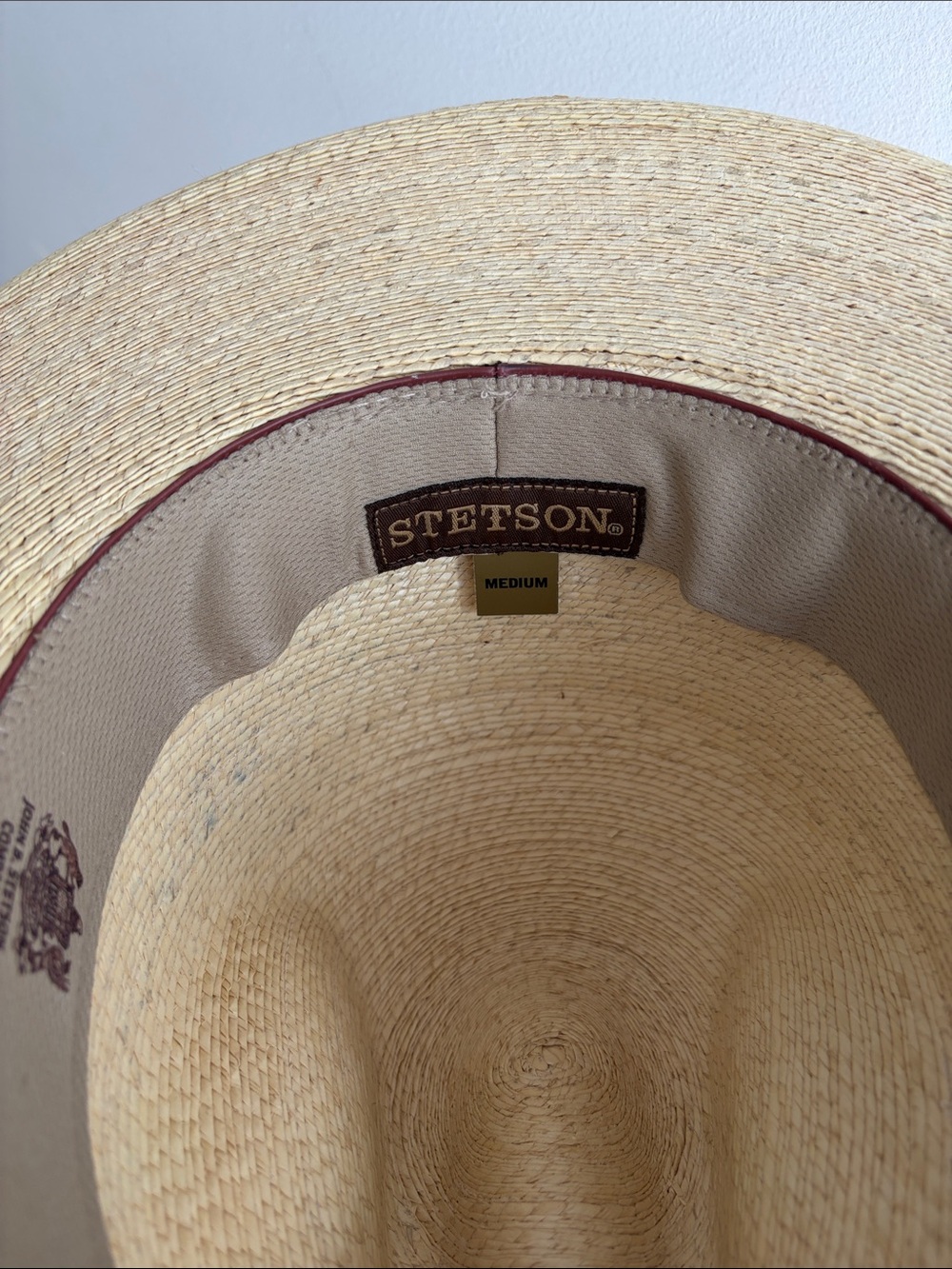 Stetson Natural Straw Hat with Dark Brown Leather Band - Picture 4 of 11